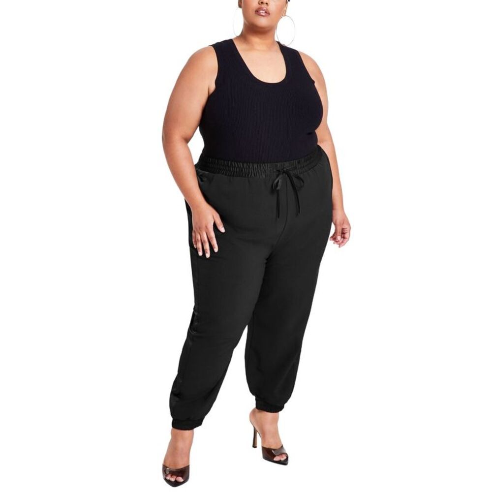 Nina Womens Plus Size Wide-Leg Joggers Pants 0X Black Beauty - NWT $89